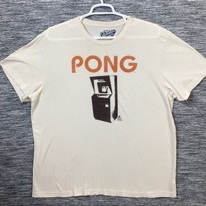 Old Navy Men’s Cream Short Sleeves Shirt with Pong ATARI Game print
